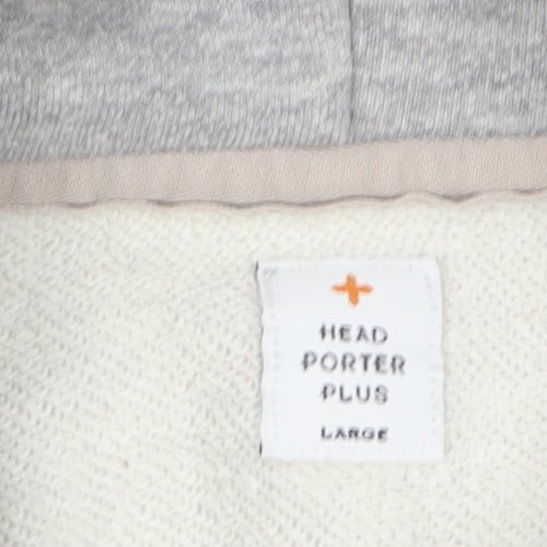 Head Porter Plus Mens Grey Full Zip Hoodie L Fleece Cotton Blend