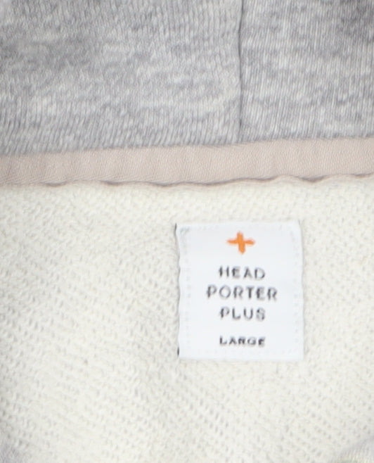 Head Porter Plus Mens Grey Full Zip Hoodie L Fleece Cotton Blend