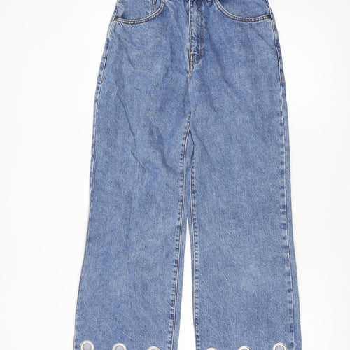 The Ragged Priest Women’s Blue Wide-Leg High-Rise Jeans Size 28