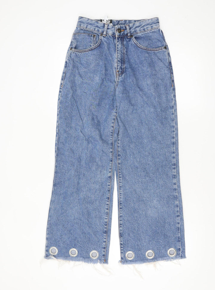 The Ragged Priest Women’s Blue Wide-Leg High-Rise Jeans Size 28