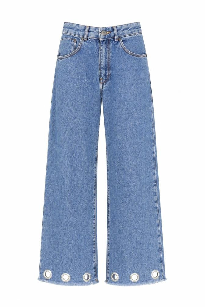 Front view of The Ragged Priest Women’s Blue Wide-Leg High-Rise Jeans, size UK 28