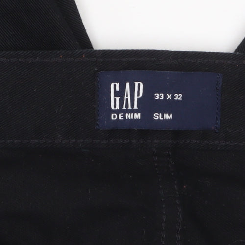 GAP Mens Black Slim Fit Denim Jeans 33x32 Classic Style
