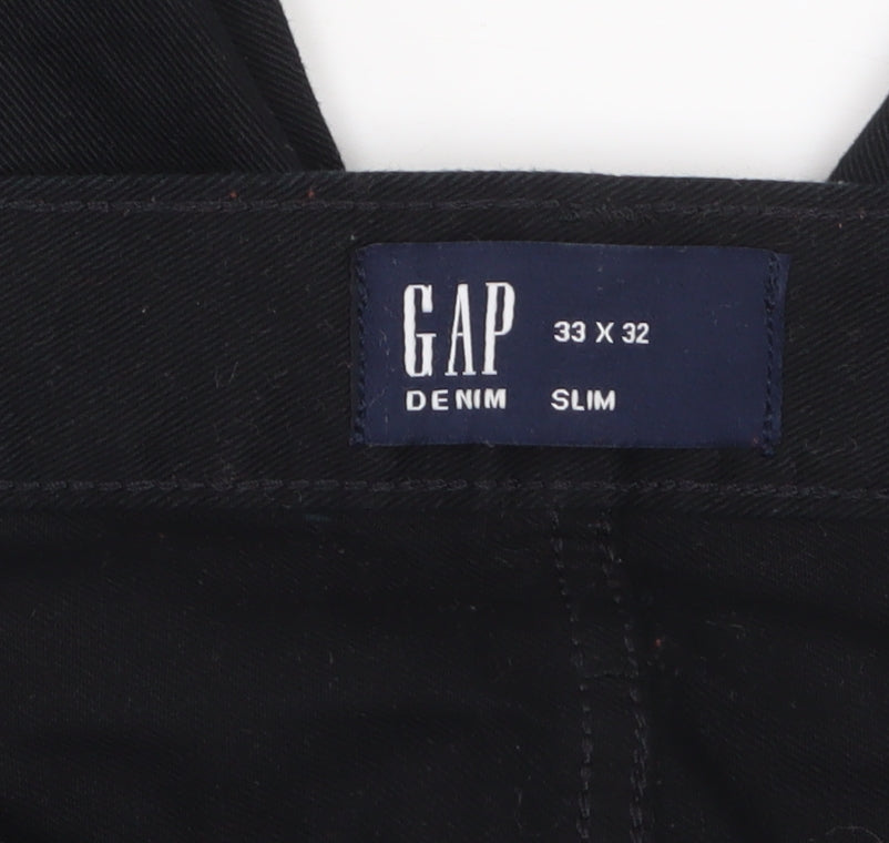 GAP Mens Black Slim Fit Denim Jeans 33x32 Classic Style