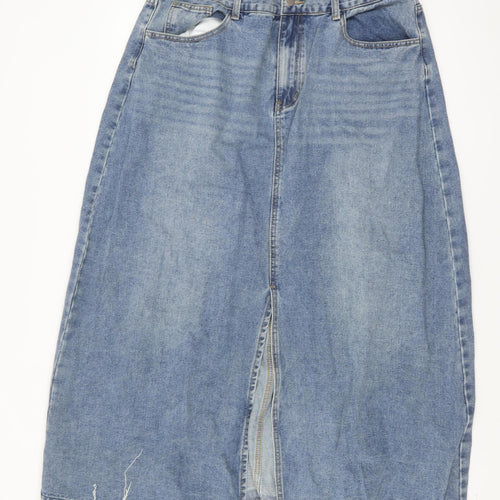 Cider Women Blue Denim Midi Skirt High Rise Straight Style XL