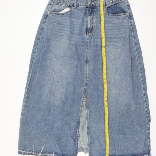 Cider Women Blue Denim Midi Skirt High Rise Straight Style XL