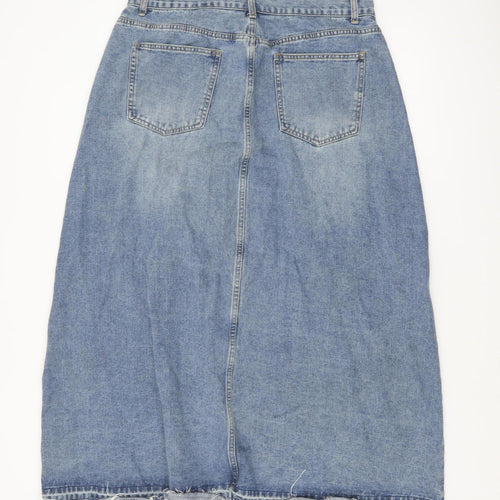 Cider Women Blue Denim Midi Skirt High Rise Straight Style XL