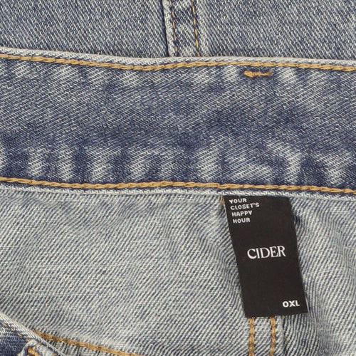 Cider Women Blue Denim Midi Skirt High Rise Straight Style XL