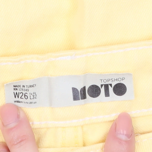 Topshop Moto Women's Yellow Wide-Leg Jeans W26 L32 100% Cotton