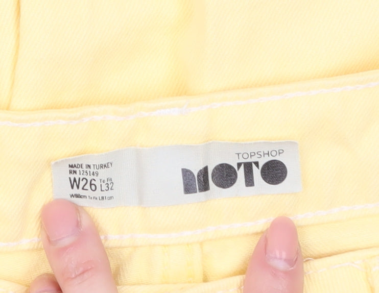 Topshop Moto Women's Yellow Wide-Leg Jeans W26 L32 100% Cotton