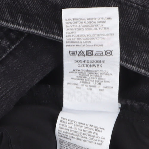 Topshop Women Black Wide-Leg Moto Jeans Size 16 W34 L30