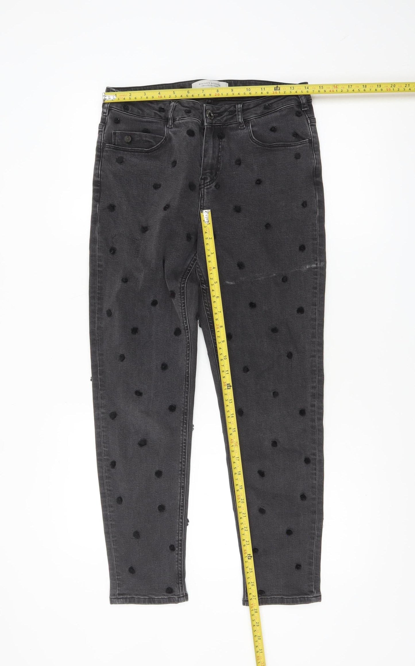 Maison Scotch Women's Grey Polka Dot Skinny Jeans Size 26