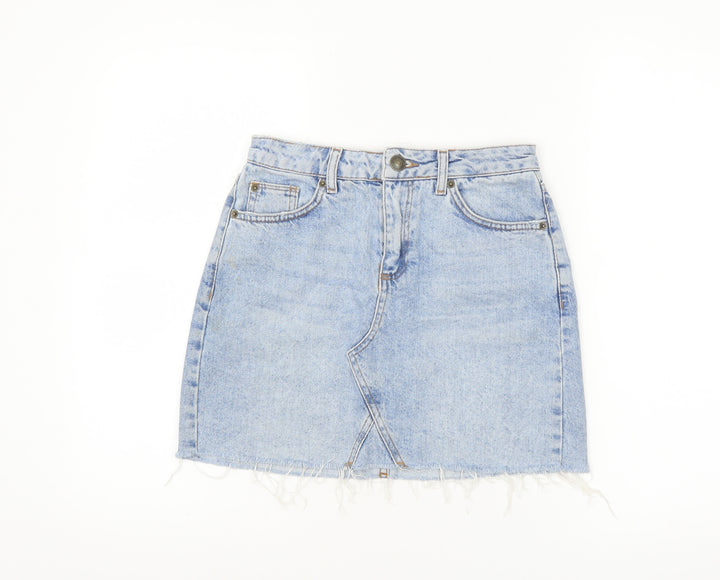 BDG Women’s Blue Denim Mini Skirt XS High Rise Frayed Hem