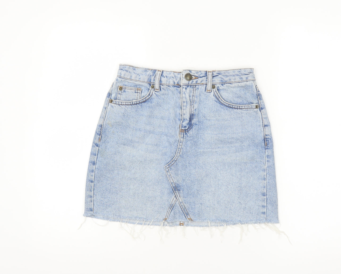 BDG Women’s Blue Denim Mini Skirt XS High Rise Frayed Hem