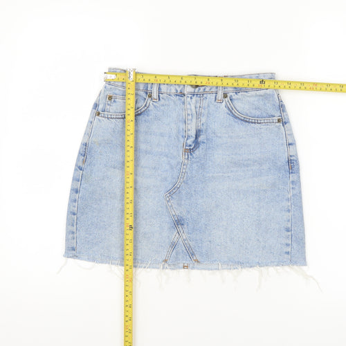 BDG Women’s Blue Denim Mini Skirt XS High Rise Frayed Hem