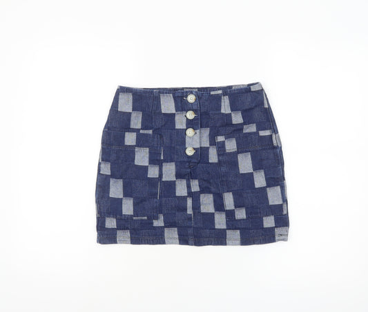 BDG Urban Outfitters Women Blue Check Denim Mini Skirt S