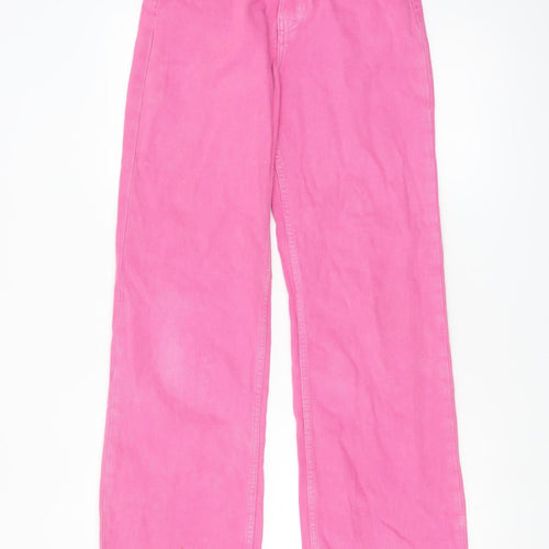 Zara Women’s Pink Wide-Leg High Rise Jeans Size 8 Cotton Blend