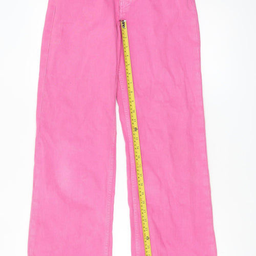 Zara Women’s Pink Wide-Leg High Rise Jeans Size 8 Cotton Blend