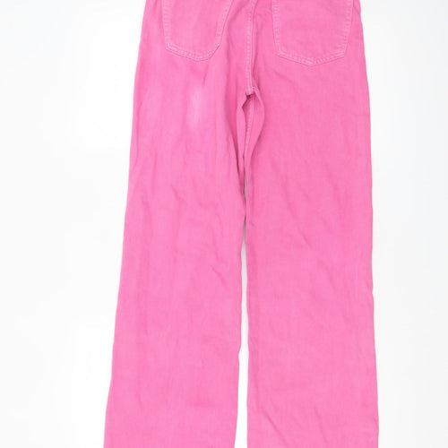 Zara Women’s Pink Wide-Leg High Rise Jeans Size 8 Cotton Blend