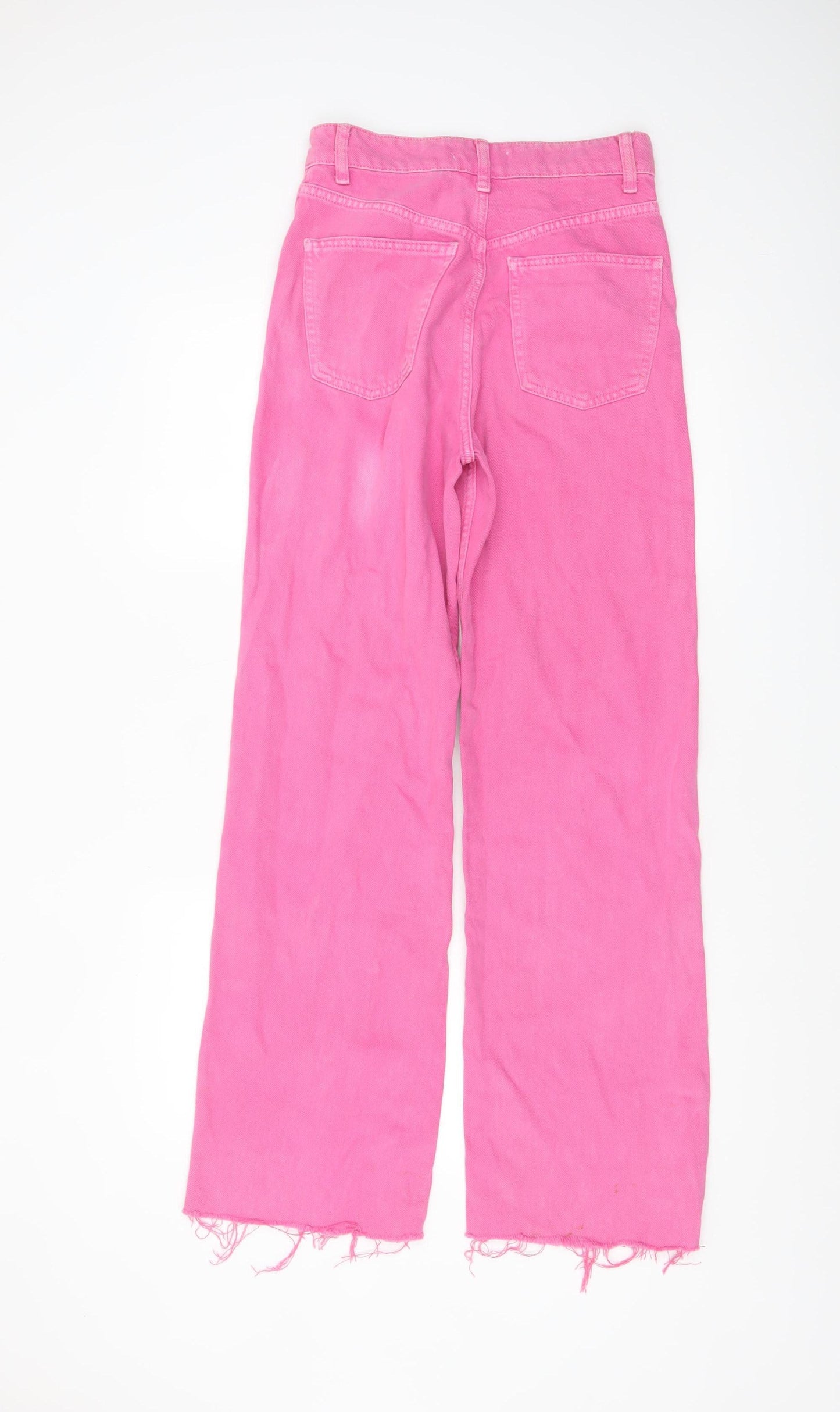 Zara Women’s Pink Wide-Leg High Rise Jeans Size 8 Cotton Blend