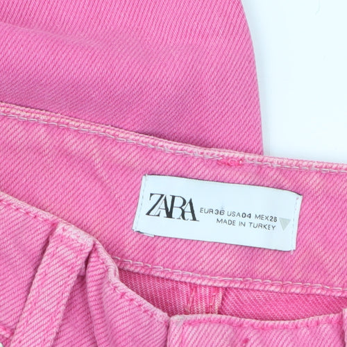 Zara Women’s Pink Wide-Leg High Rise Jeans Size 8 Cotton Blend