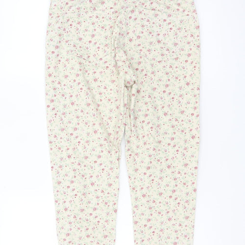 Topshop Women Ivory Floral Skinny Jeans W30 (UK 12) with Ankle Zip