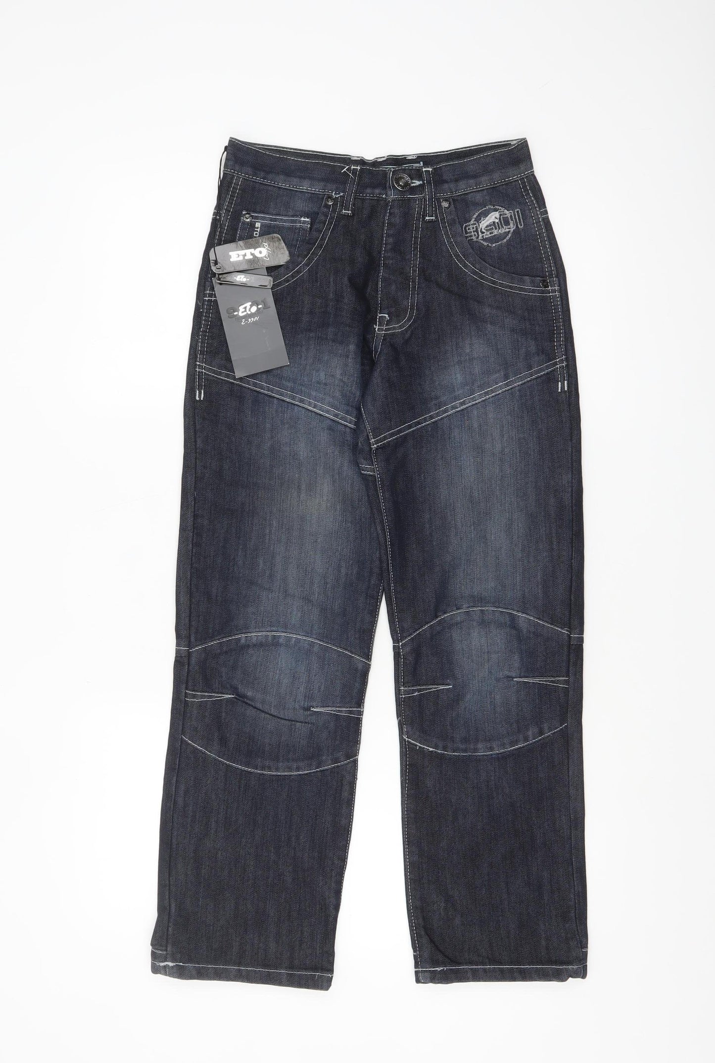 ETO Womens Blue Straight Leg Mid Rise Denim Jeans Size 26