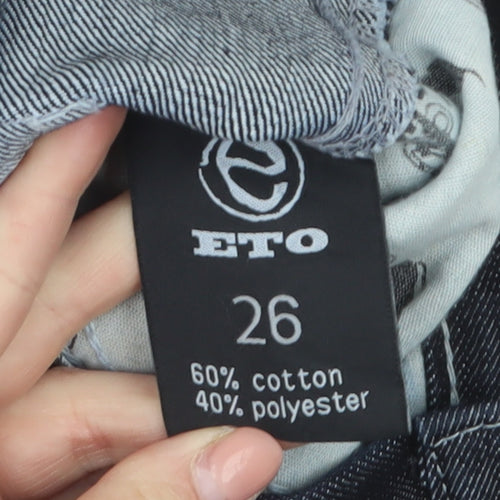 ETO Womens Blue Straight Leg Mid Rise Denim Jeans Size 26