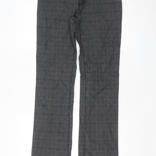 Bik Bok Women's Grey Checked Straight Leg Trousers Size S
