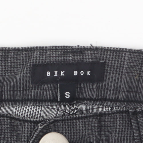 Bik Bok Women's Grey Checked Straight Leg Trousers Size S