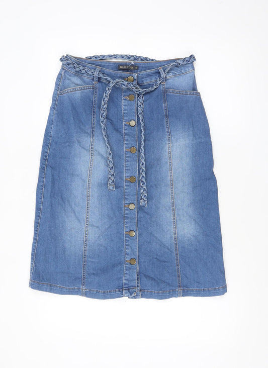 BLUE 73 Women's Blue Denim Button Midi A-Line Skirt Size 10