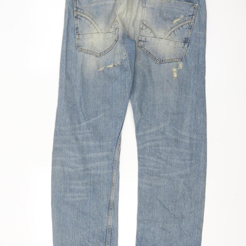 River Island Men's Blue Straight Distressed Jeans Size 32x32