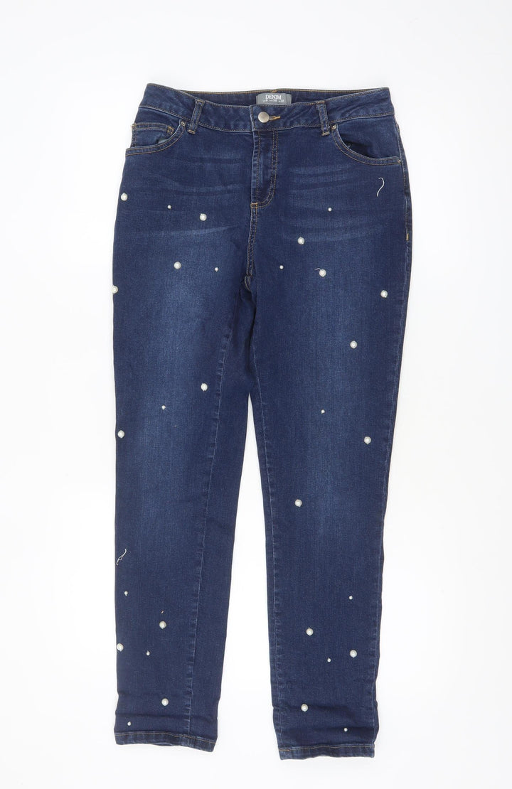Dorothy Perkins Women Blue Size 10 Skinny Stretch Pearl Jeans