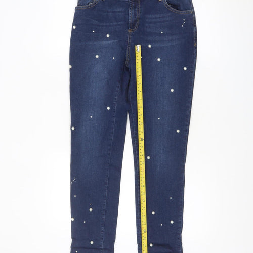 Dorothy Perkins Women Blue Size 10 Skinny Stretch Pearl Jeans