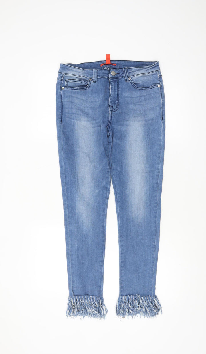 Chelsea & Violet Women’s Blue Skinny Jeans Size 12 Frayed Hem Stretch Denim