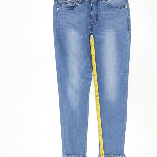 Chelsea & Violet Women’s Blue Skinny Jeans Size 12 Frayed Hem Stretch Denim