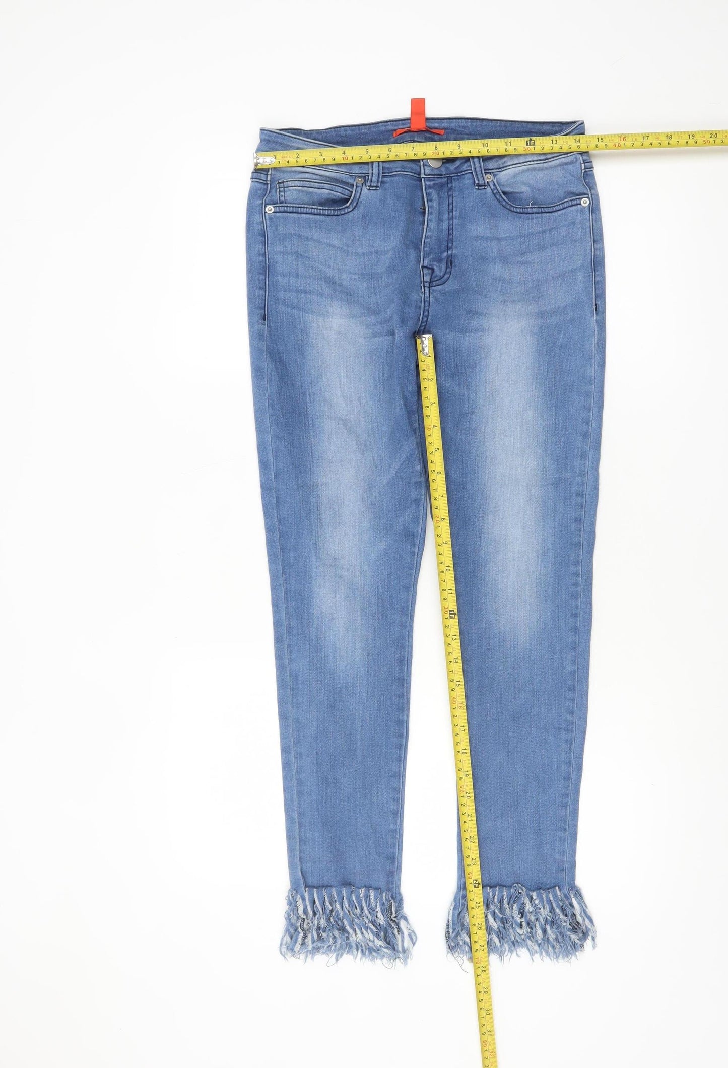 Chelsea & Violet Women’s Blue Skinny Jeans Size 12 Frayed Hem Stretch Denim