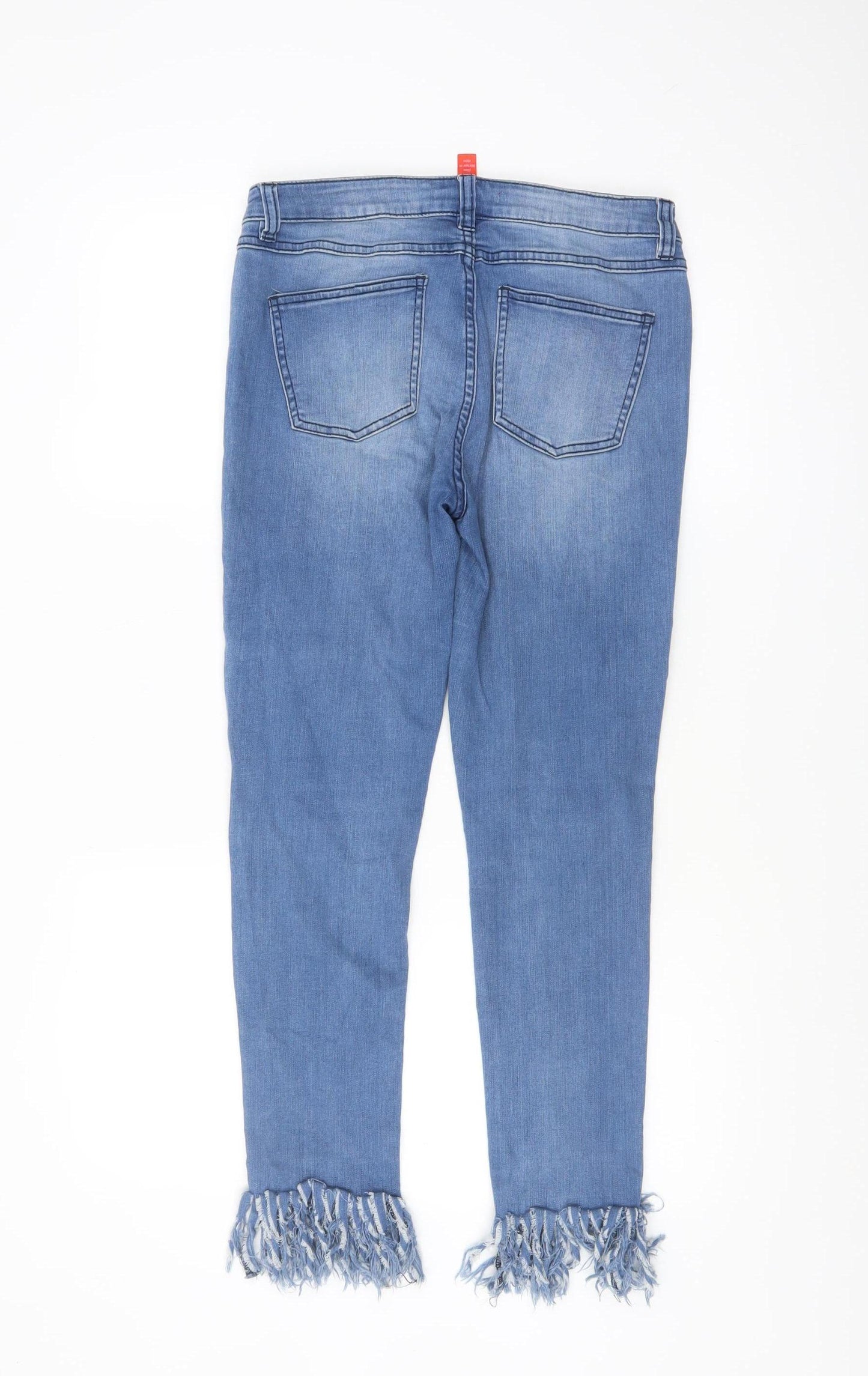 Chelsea & Violet Women’s Blue Skinny Jeans Size 12 Frayed Hem Stretch Denim