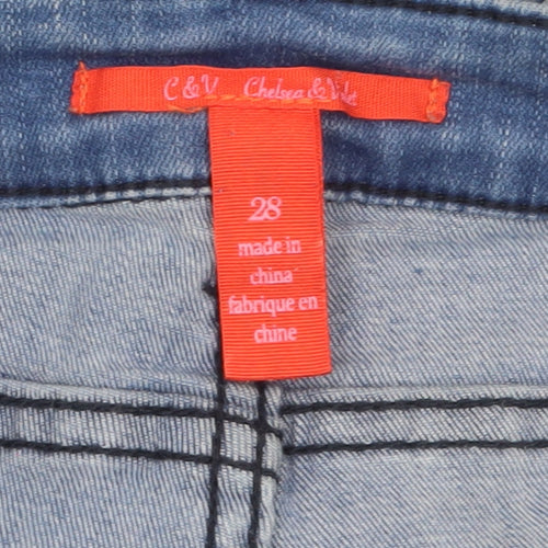 Chelsea & Violet Women’s Blue Skinny Jeans Size 12 Frayed Hem Stretch Denim