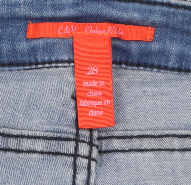 Chelsea & Violet Women’s Blue Skinny Jeans Size 12 Frayed Hem Stretch Denim
