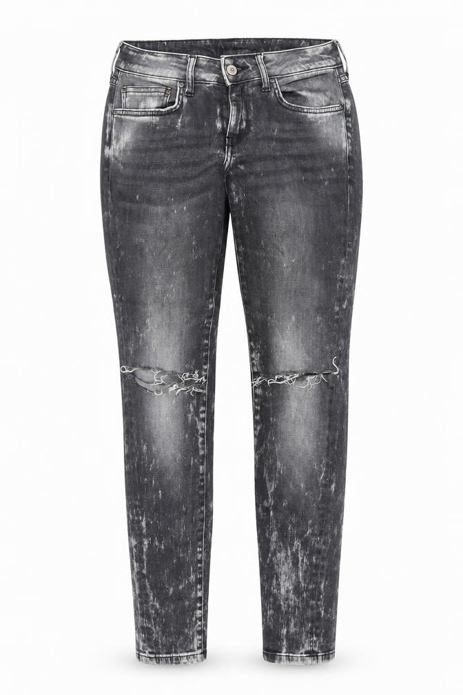 Mango Womens Grey Acid Wash Skinny Distressed Jeans Size 10