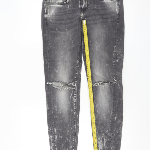 Mango Womens Grey Acid Wash Skinny Distressed Jeans Size 10