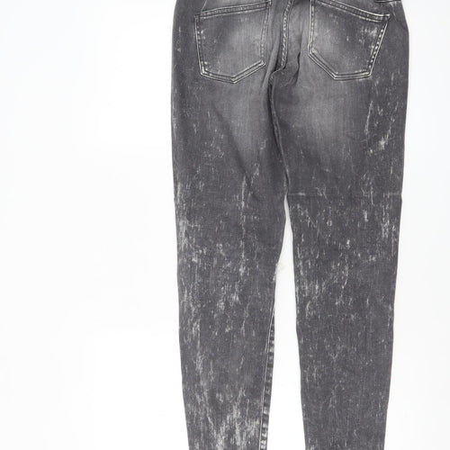 Mango Womens Grey Acid Wash Skinny Distressed Jeans Size 10