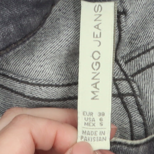 Mango Womens Grey Acid Wash Skinny Distressed Jeans Size 10