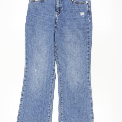Topshop Women’s Blue Dree Flared Jeans Size 8 Regular Stretch Denim
