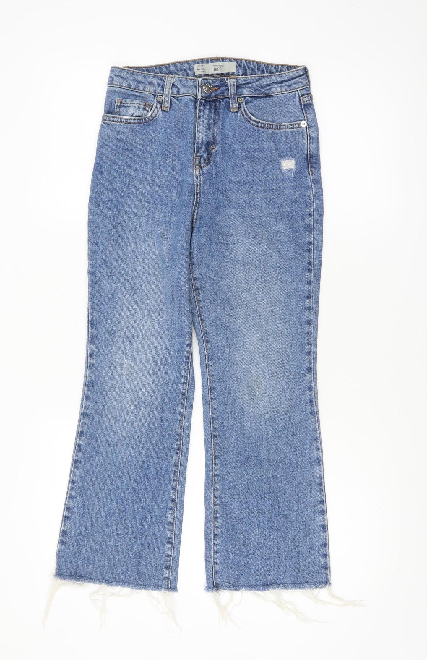 Topshop Women’s Blue Dree Flared Jeans Size 8 Regular Stretch Denim