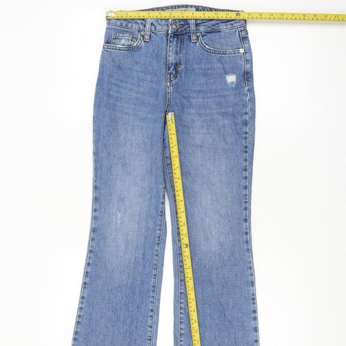 Topshop Women’s Blue Dree Flared Jeans Size 8 Regular Stretch Denim