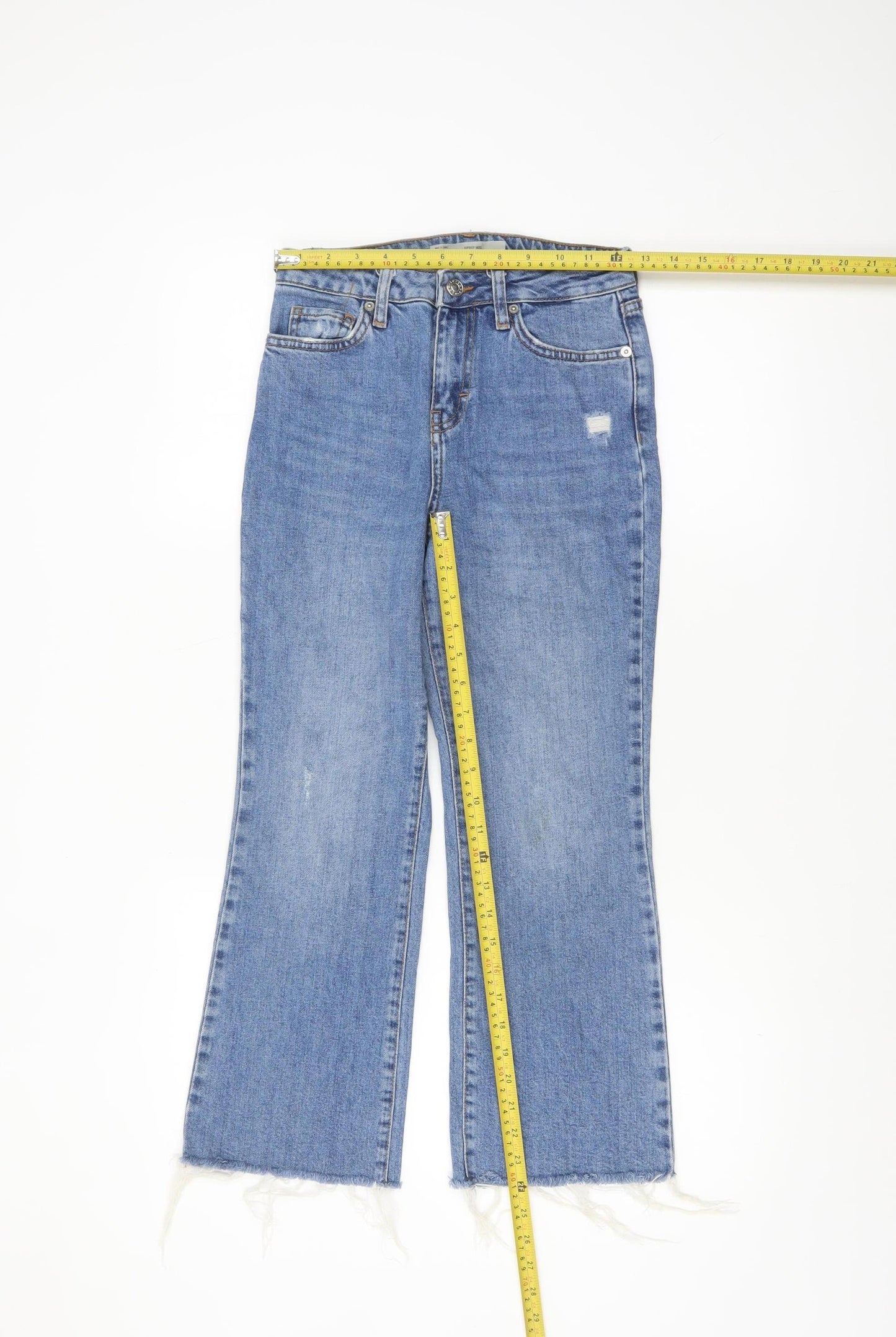 Topshop Women’s Blue Dree Flared Jeans Size 8 Regular Stretch Denim