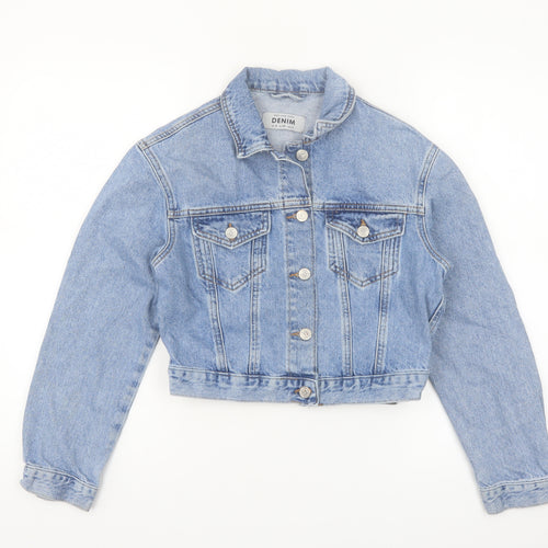 New Look Women Blue Denim Cropped Jacket UK 8 Petite
