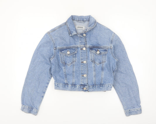New Look Women Blue Denim Cropped Jacket UK 8 Petite