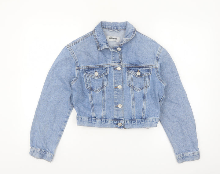 New Look Women Blue Denim Cropped Jacket UK 8 Petite